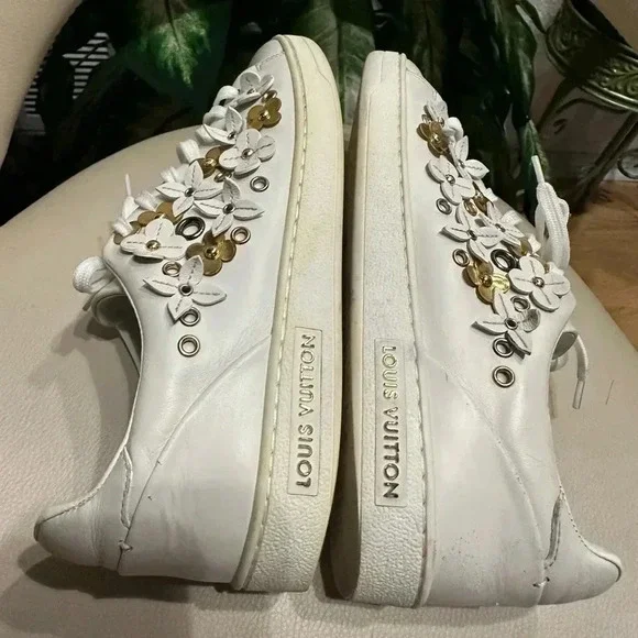 Louis Vuitton Leather Frontrow Blossom Floral Embellished LowTop Sneakers Size37